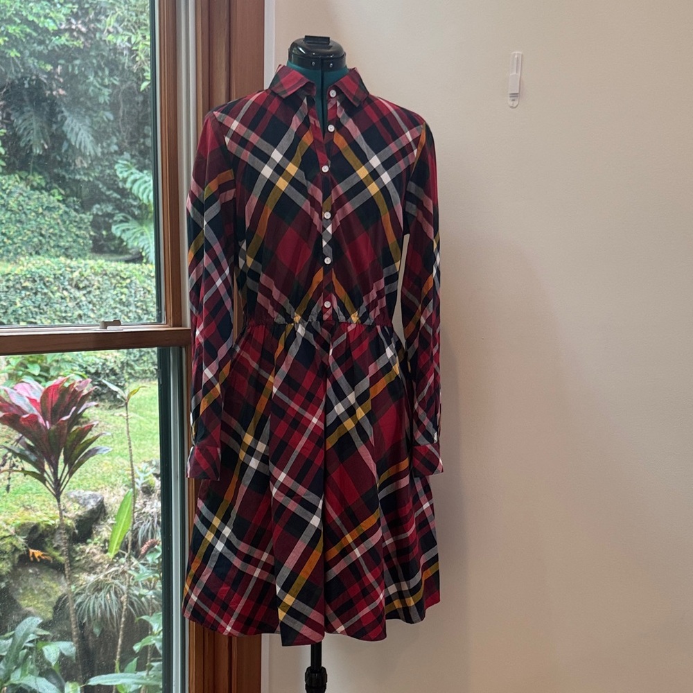 Brooks Brothers Plaid Long Sleeve Dress - Red, Yellow, White, Black